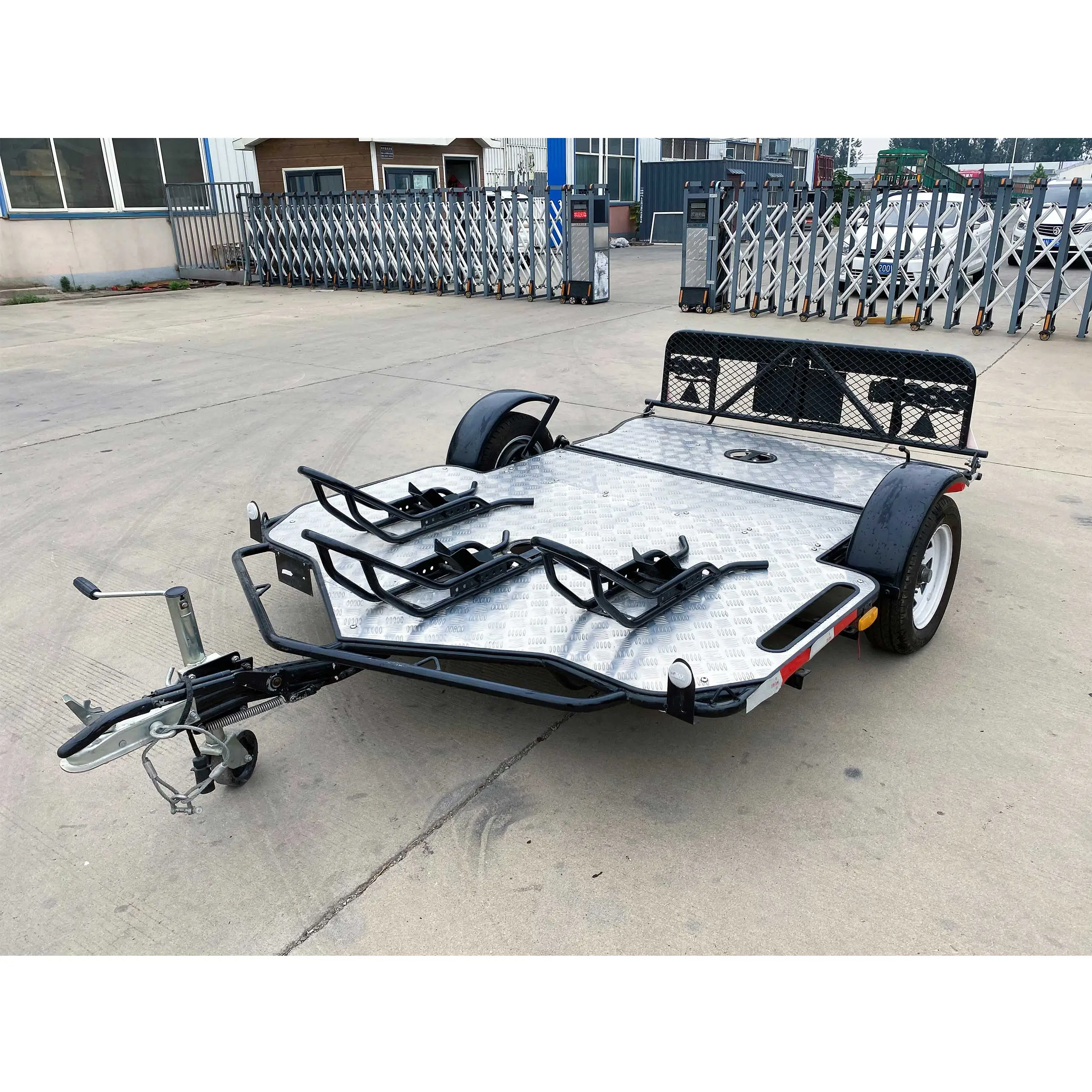 Double hydraulic trailer motorcycle trailer