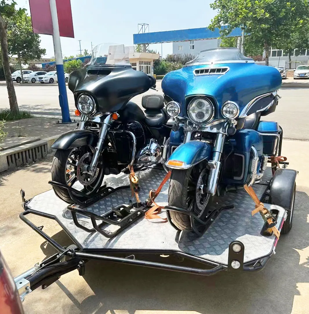 Double hydraulic trailer motorcycle trailer
